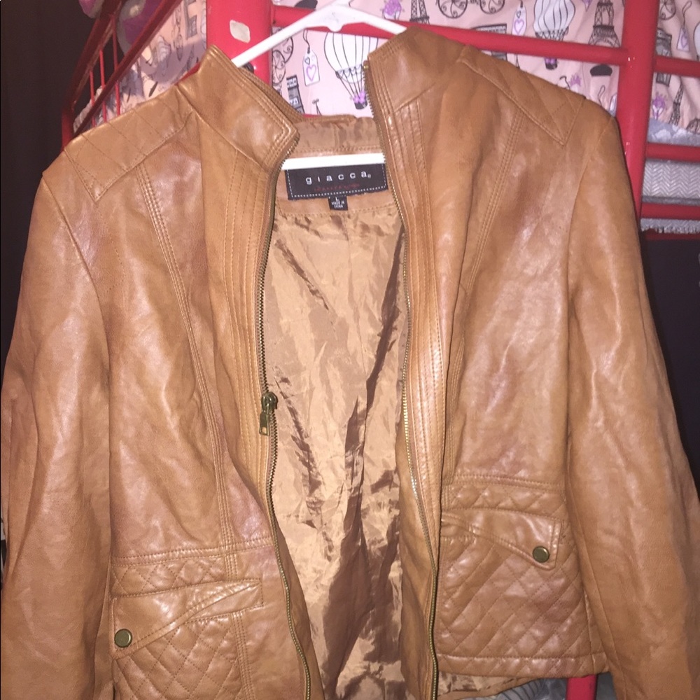 Women’s faux brown leather jacket